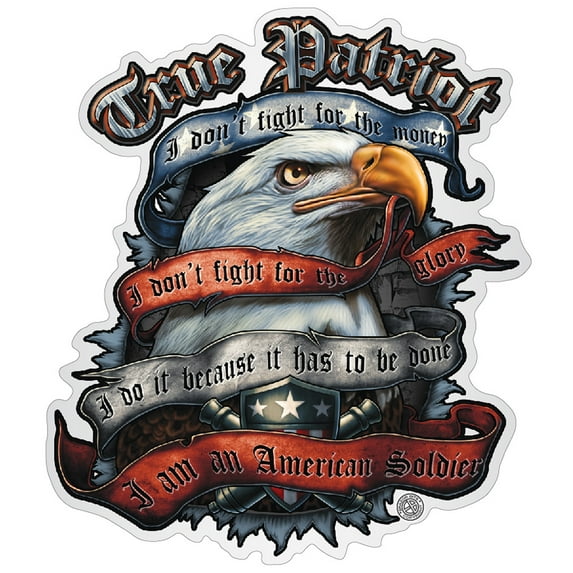 True Patriot Patriotic White vinyl Reflective Decal 6In
