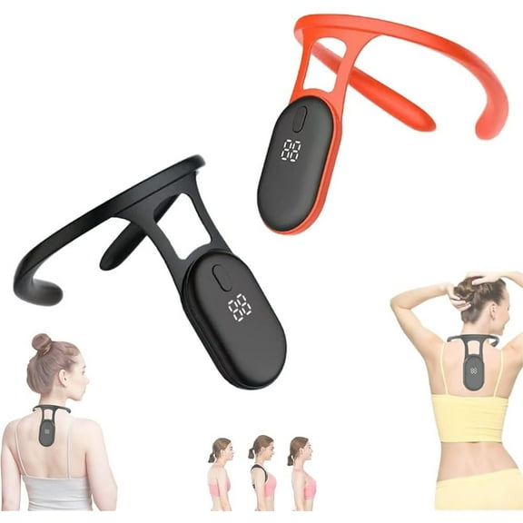 True Posture Corrector, Smart Posture Corrector for Women, Adjustable Back Brace, Vibrating Posture Monitor, Wireless Back Support, Lightweight Neck and Back Straightener for Men & Women(Black+Red)