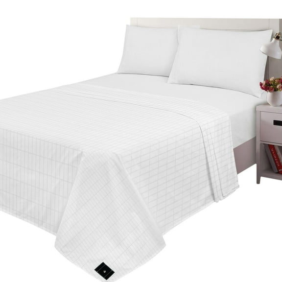 True Queen Grounding Sheet with 15 feet Grounding Cord, 10% Silver Fiber Grounding Flat Sheet Improve Sleep Reduce Pain Inflammation(90x102 inch)