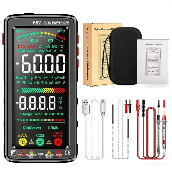 True RMS 6000-Count Digital Voltmeter, Fully Automatic True rms TRMS 6000 Count Digital Voltmeter Auto-Range, NCV Detection, Capacitance & Temperature for Home Automotive Electrical Repairs (Black)