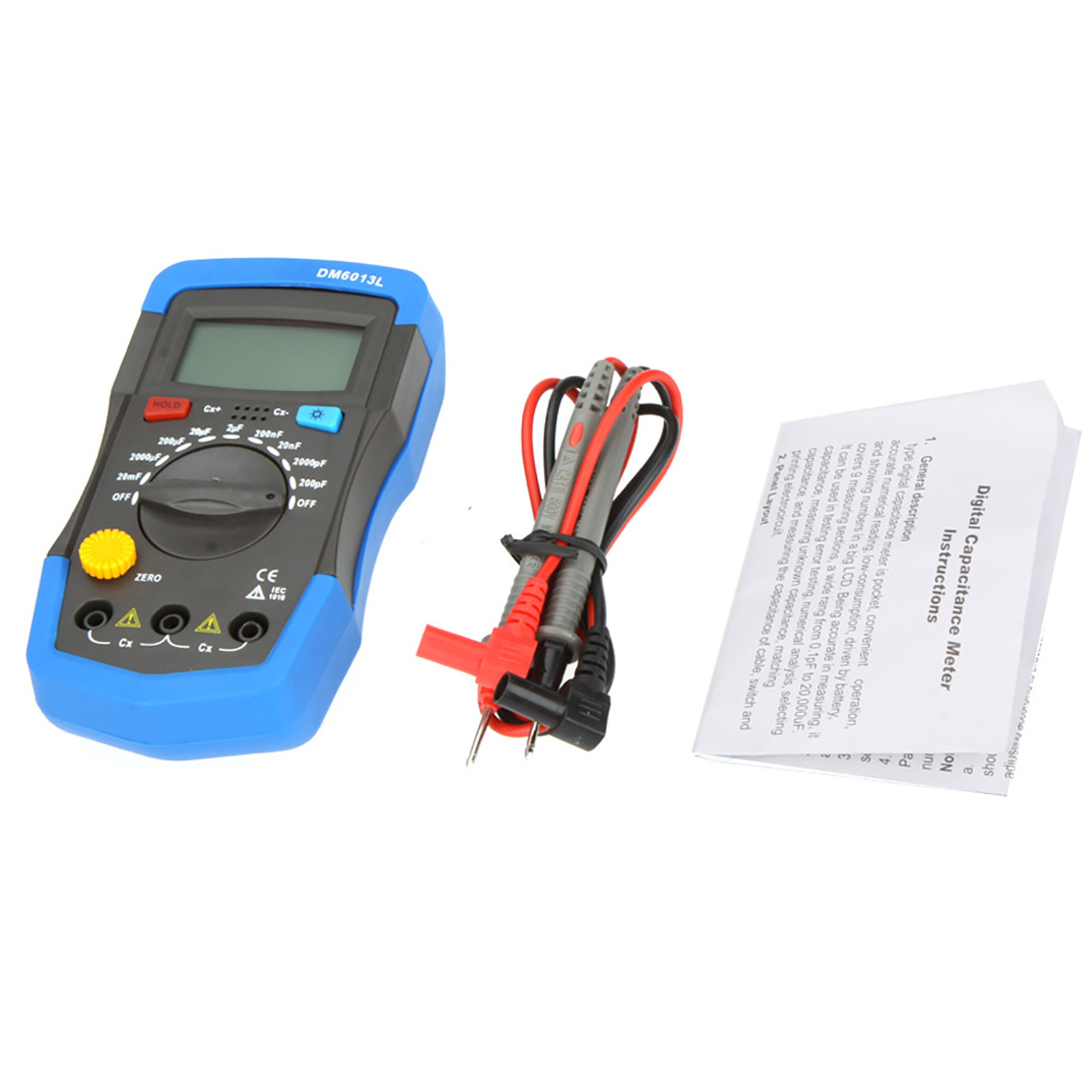 True-RMS Digital Multimeter Multimeter DM6013L Handheld Digital Capacitance Meter Capacitor w/ LCD Backlight