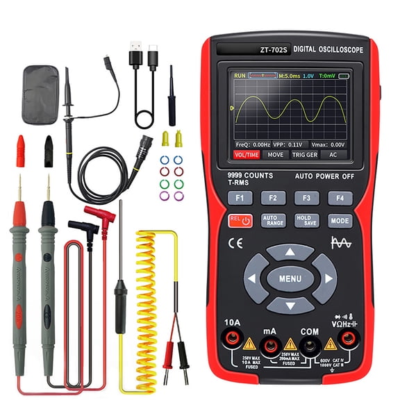 True RMS Multimeter 2in1 Digital Oscilloscope Multimeter 48MSa/s Sampling Rate 10Mhz Bandwidth 9999 Counts True RMS 2.8inch IPS Color Display Multimetro