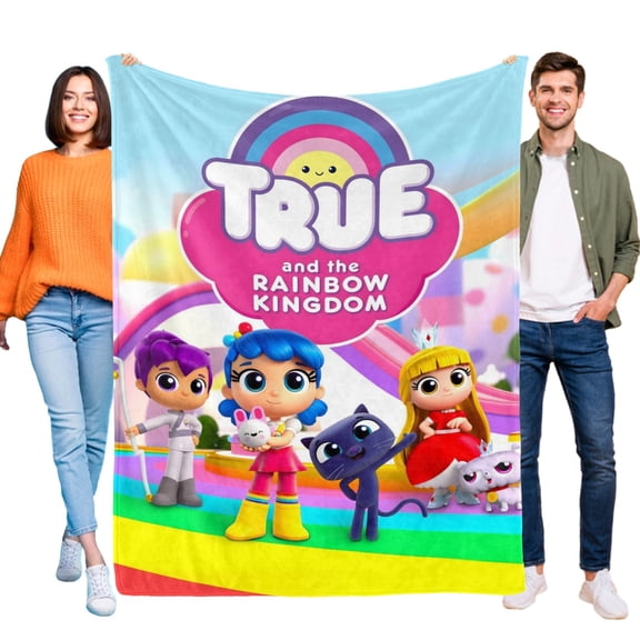 True and the Rainbow Kingdom-Anti-Pilling Flannel Blanket Soft Lightweight Plush Fuzzy Cozy Luxury Blanket for Home and Kitchen Use  Perfect for Kids and Adults 32"*48"(80cm*120cm)