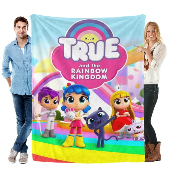 True and the Rainbow Kingdom-Anti-Pilling Flannel Blanket Soft Lightweight Plush Fuzzy Cozy Luxury Blanket for Home and Kitchen Use  Perfect for Kids and Adults