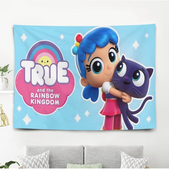 True and the Rainbow Kingdom Tapestry for Teen Girls Bedroom Aesthetic Wall Hanging Art Poster for Kids Living Room College Dorm Home Decor Arts, 60 x 40 inch