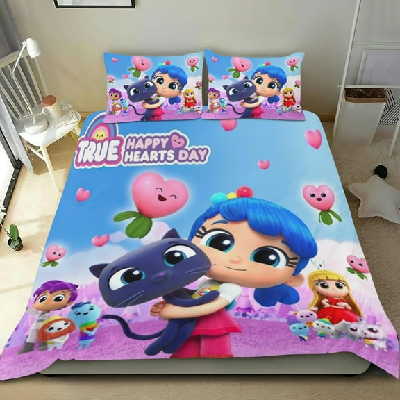 True and the Rainbow Kingdom Themed Bed Sheet Set Three Piece Set 53x79 In ches Comfortable And Skin Friendly Unique Design Creating A Star Studded Night Home Decor Gifts For Family Friends fans