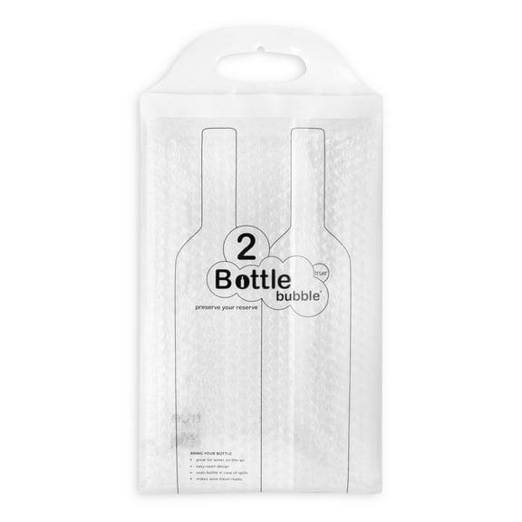 True Reusable 2 Wine Bottle Bubble Protector for Travel & Shipping Set of 1