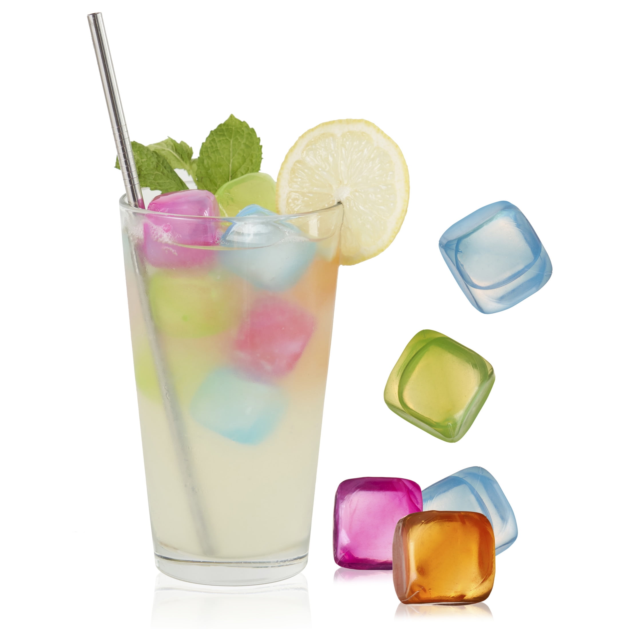 True Chill Reusable Ice Cubes for Cocktails, Iced Tea, Set of 16 ...