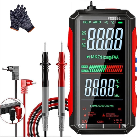 True Rms 6000-Count Digital Voltmeter, Fs899l Smart Digital Multimeter, USB Rechargeable Digital Multimeter 6000 Counts, Large Color Screen, Backlight, Multimeter Tester Auto Ranging