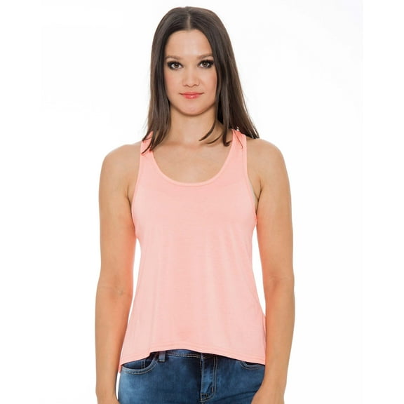 True Rock Jr Women's Alexa High Low Racerback Tank Top (Neonpeach, XX-Large)
