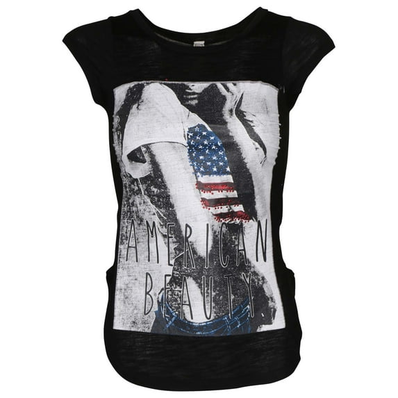 True Rock Jr Women's American Beauty Graphic T-Shirt (Black, XX-Large)