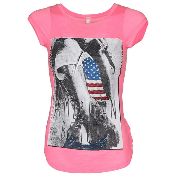 True Rock Jr Women's American Beauty Graphic T-Shirt (Neon Pink, XX-Large)
