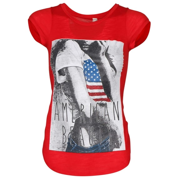 True Rock Jr Women's American Beauty Graphic T-Shirt (Red, X-Large)