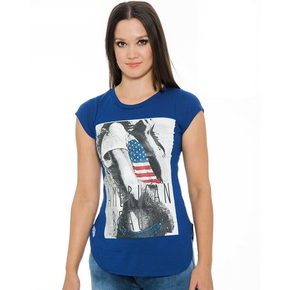 True Rock Jr Women's American Beauty Graphic T-Shirt (Royal, Medium)