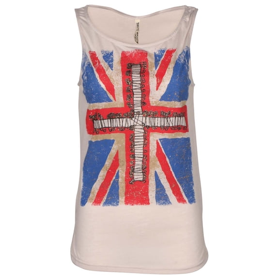 True Rock Jr Women's British Punk Flag Graphic Tank Top (Tan, Large)
