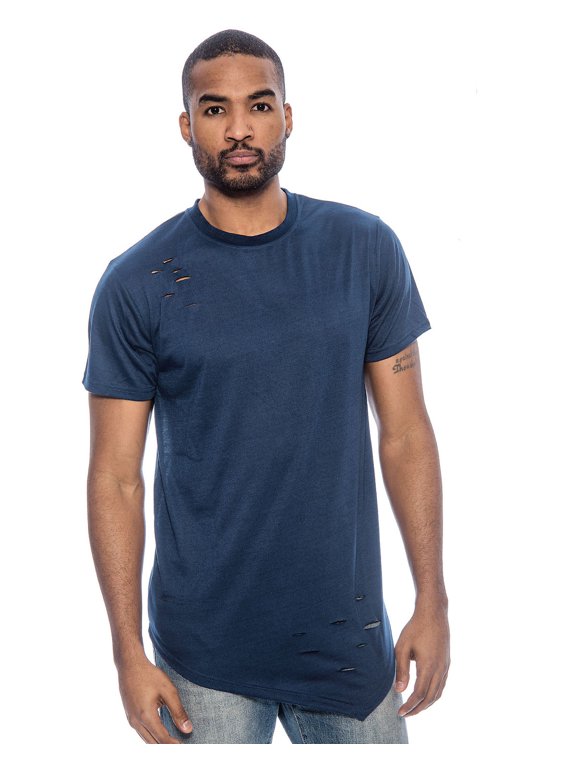 Men's Andy Plain Cutout Casual T-Shirt (Navy, Small)