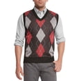thumbnail image 1 of True Rock Men's Argyle V-Neck Sweater Vest (Black/Red/Gray, X-Large), 1 of 4