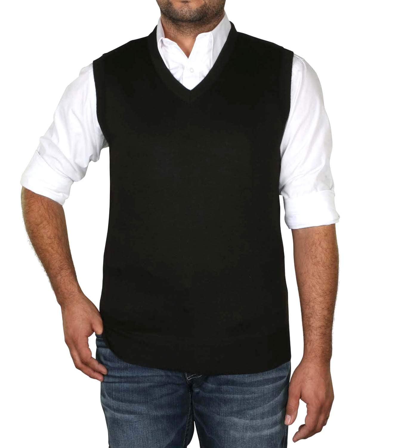 True Rock Men's Argyle V-Neck Sweater Vest (Navy/Tan/Blue, X-Large
