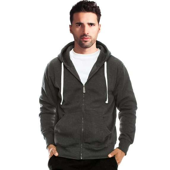 True Rock Men's Basic Full Zip Hoodie (Charcoal, Small)