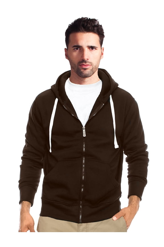 Men's Basic Full Zip Hoodie (Chocolate, Small)