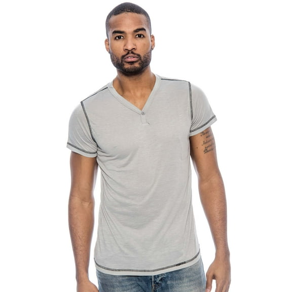 True Rock Men's Cruise V-Neck Casual T-Shirt (Heather Gray, Small)
