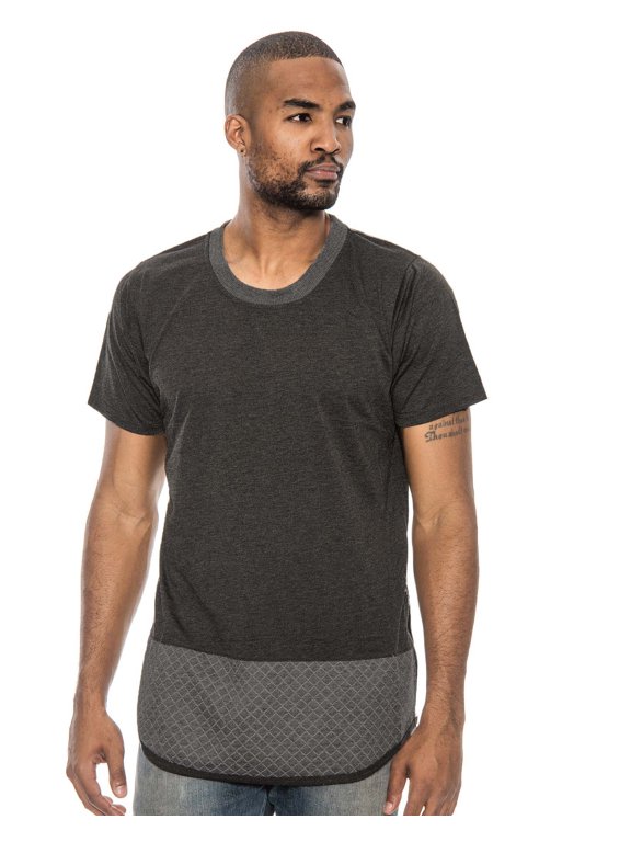 Men's Eagle Textured Panel & Side Zip T-Shirt (Htr Charcoal, Large)