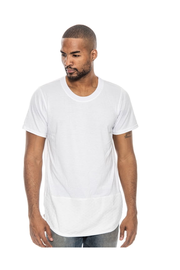 Men's Eagle Textured Panel & Side Zip T-Shirt (White, Small)
