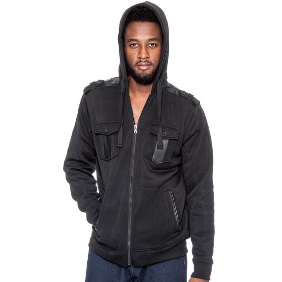 True Rock Men's Full Zip Hooded Jacket (Black, Small)
