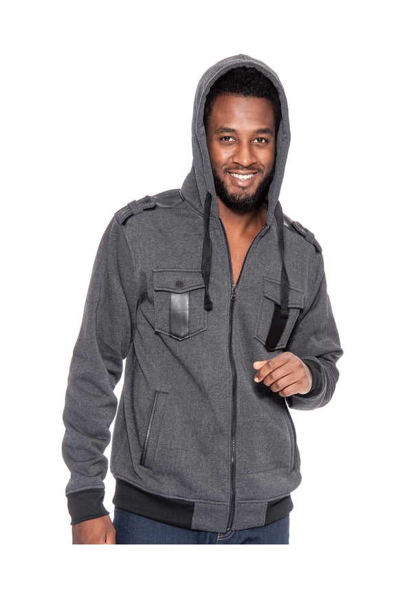 Men's Full Zip Hooded Jacket (Charcoal, Small)