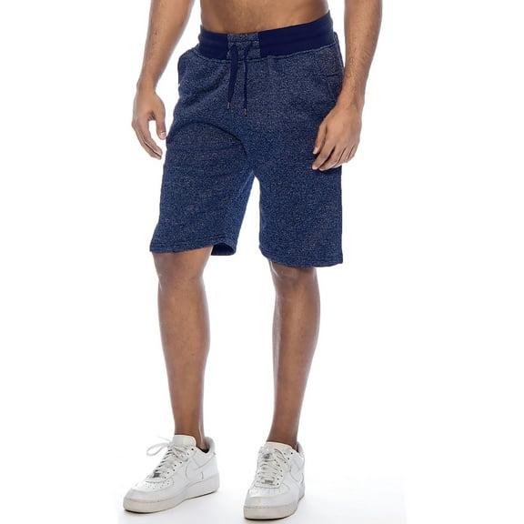 True Rock Men's Jackson Marled Fleece Casual Shorts (Navy Marl, Small)