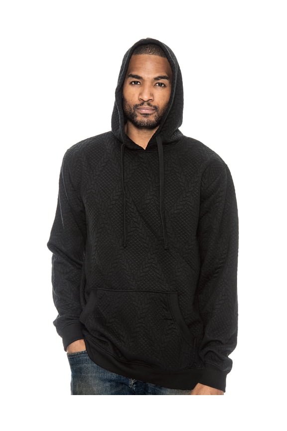 Men's Pullover Textured Hoodie (Black, Small)