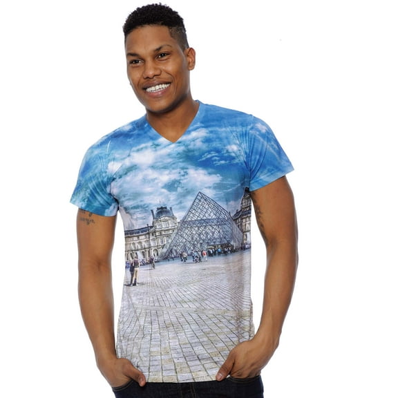 True Rock Men's Slim Fit Sublimation V-Neck T-Shirt (Louvre, Small)