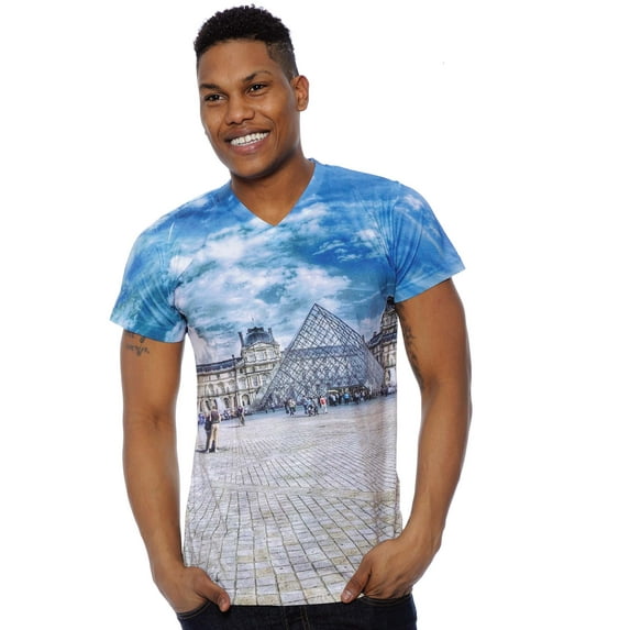 True Rock Men's Slim Fit Sublimation V-Neck T-Shirt (Louvre, Small)