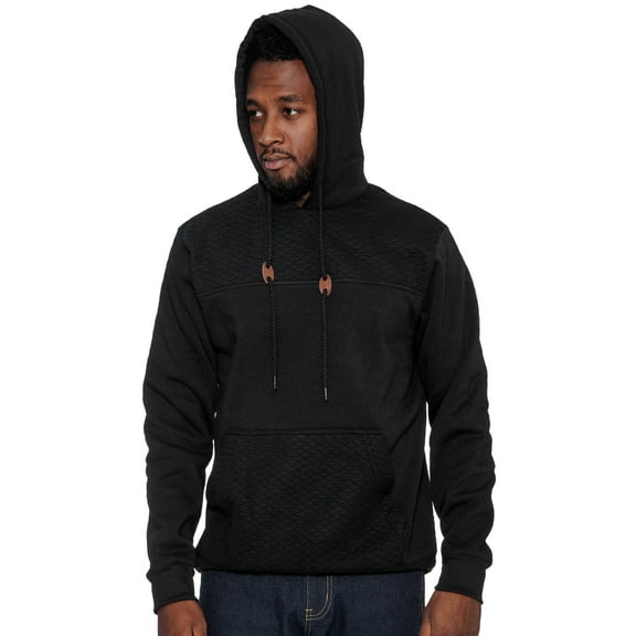True Rock Men's Textured Hoodie Pullover (Black, Small)