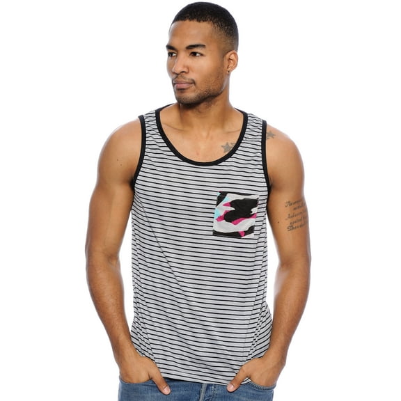 True Rock Men's Tonic Graphic Tank Top (Grey/Blk/Camo, Small)