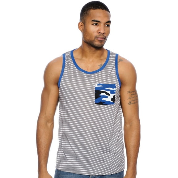 True Rock Men's Tonic Graphic Tank Top (Grey/Blue/Camo, Small)