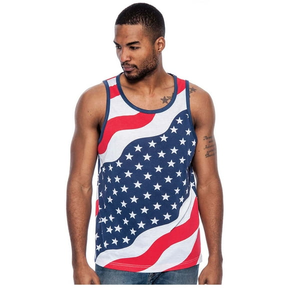True Rock Men's Tonic Graphic Tank Top (Stars and Stripes, Large)
