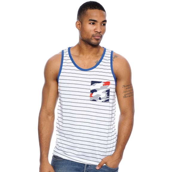 True Rock Men's Tonic Graphic Tank Top (White/Blue/Camo, Large)