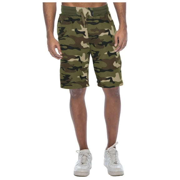 True Rock Men's William Fleece Cell Phone Pocket Shorts (Camo, Small)