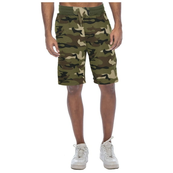 True Rock Men's William Fleece Cell Phone Pocket Shorts (Camo, Small)