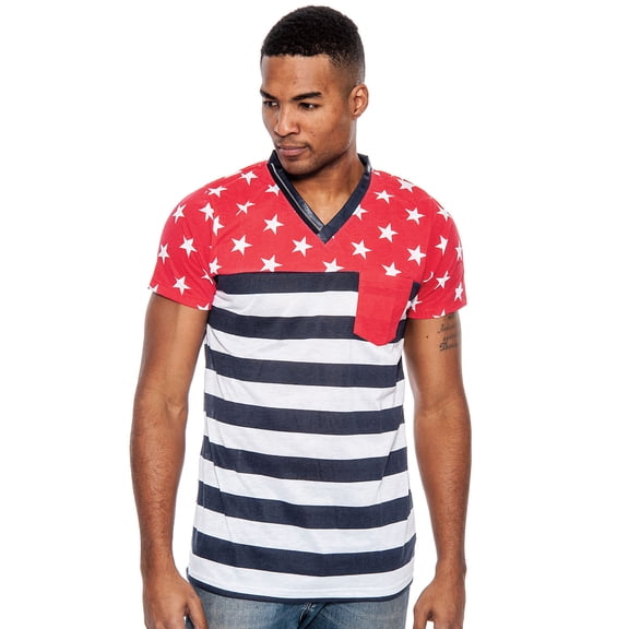 True Rock Slim Fit USA Zipper T-Shirt (Red Pocket, Medium)