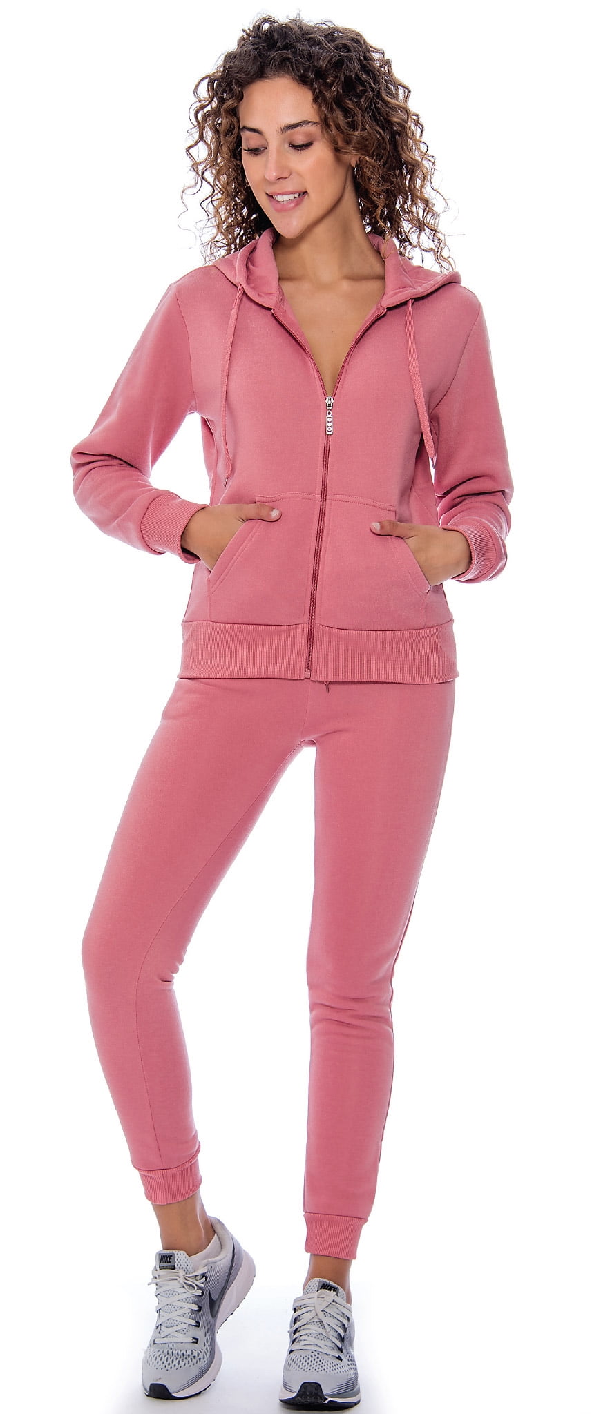 True Rock Women's Slim Active Pant and Hoodie Jogger Jacket