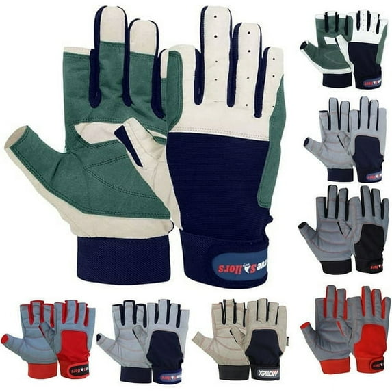 True Sailors Sailing Deckhand Gripy Glove Cut Finger Gloves For Men & Women Rowing Water Ski Canoe Paddle Gloves Sailing Gear Women Paddling Gloves|White Blue