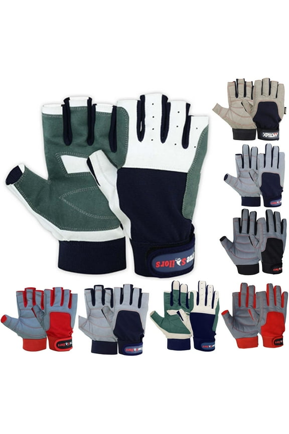 Sailing Gloves Yachting Dinghy Rope Fishing Tool Outdoor Glove Cut Finger White / Blue M