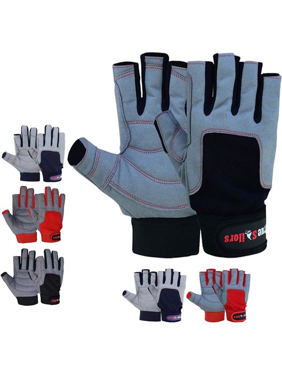 Sailing Gloves with 3/4 Finger and Grip for Men and Women, Great for Kayaking, Workouts and More Grey/Black