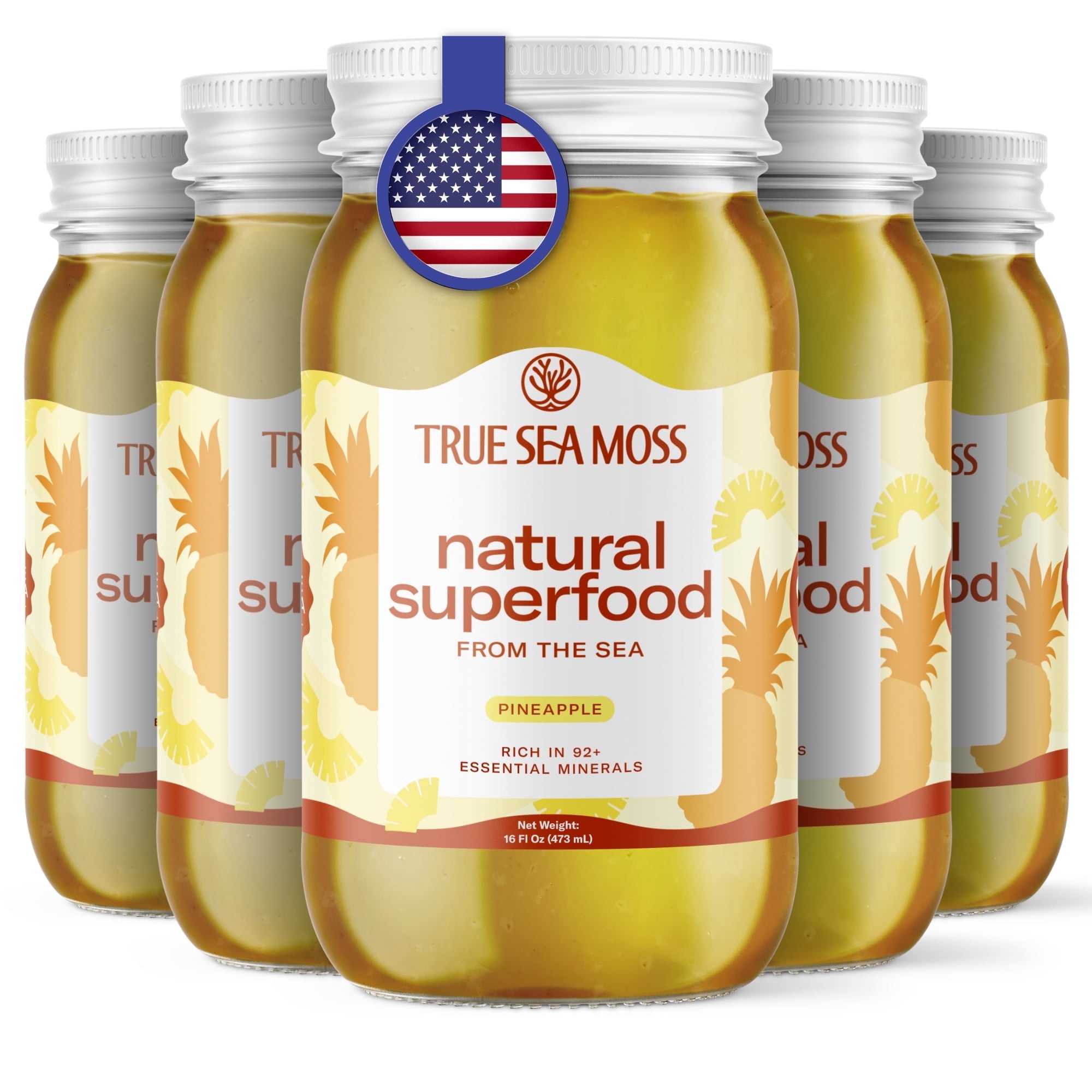 TrueSeaMoss Wildcrafted Irish Sea Moss Gel, Natural Pineapple