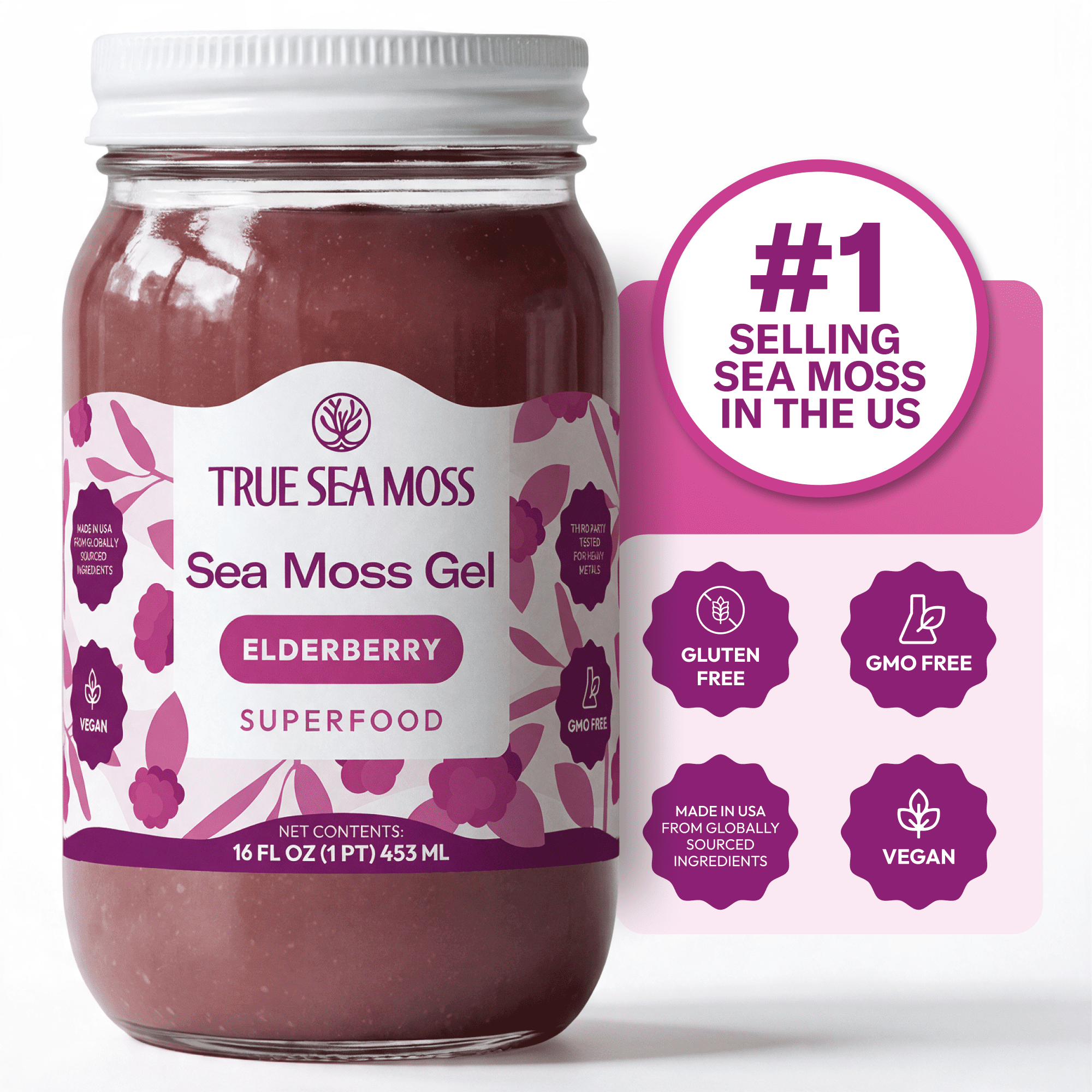True Sea Moss Wildcrafted Irish Sea Moss Gel Supplement with