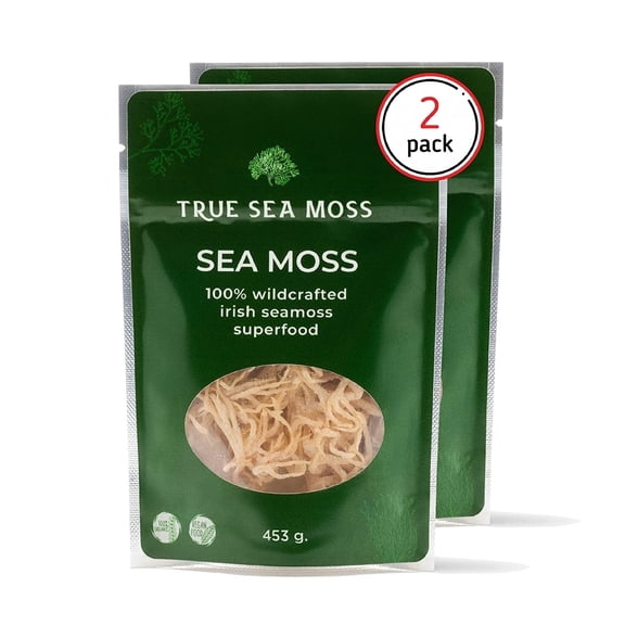 True Sea Moss Wildcrafted Irish Sea Moss Sun Dried Seaweed, 2-Pack 32 Oz