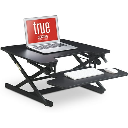 True Seating - Ergo Height Adjustable Standing Desk Converter, Small - Black