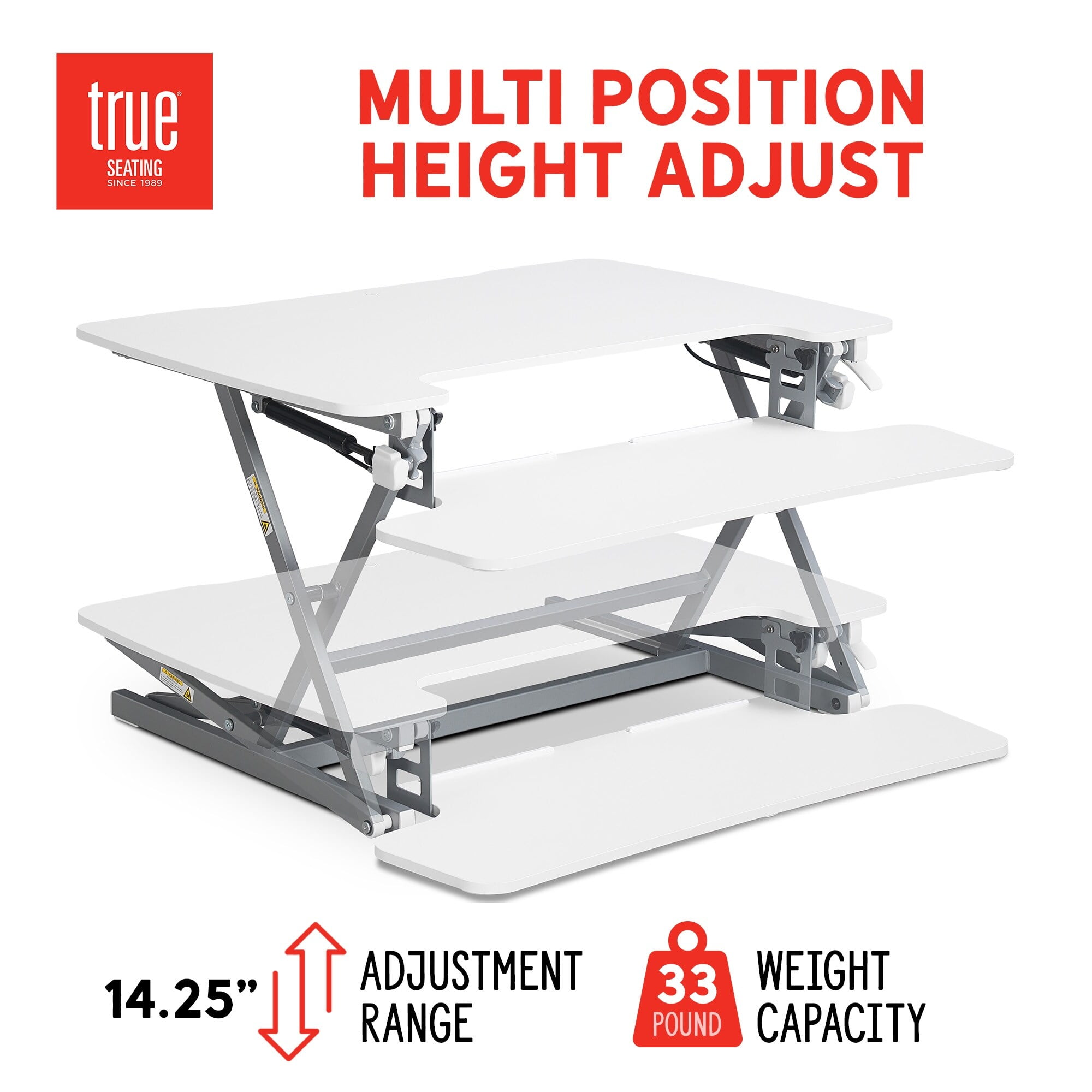 Large White Ergonomic Height Adjustable Standing Desk Converter